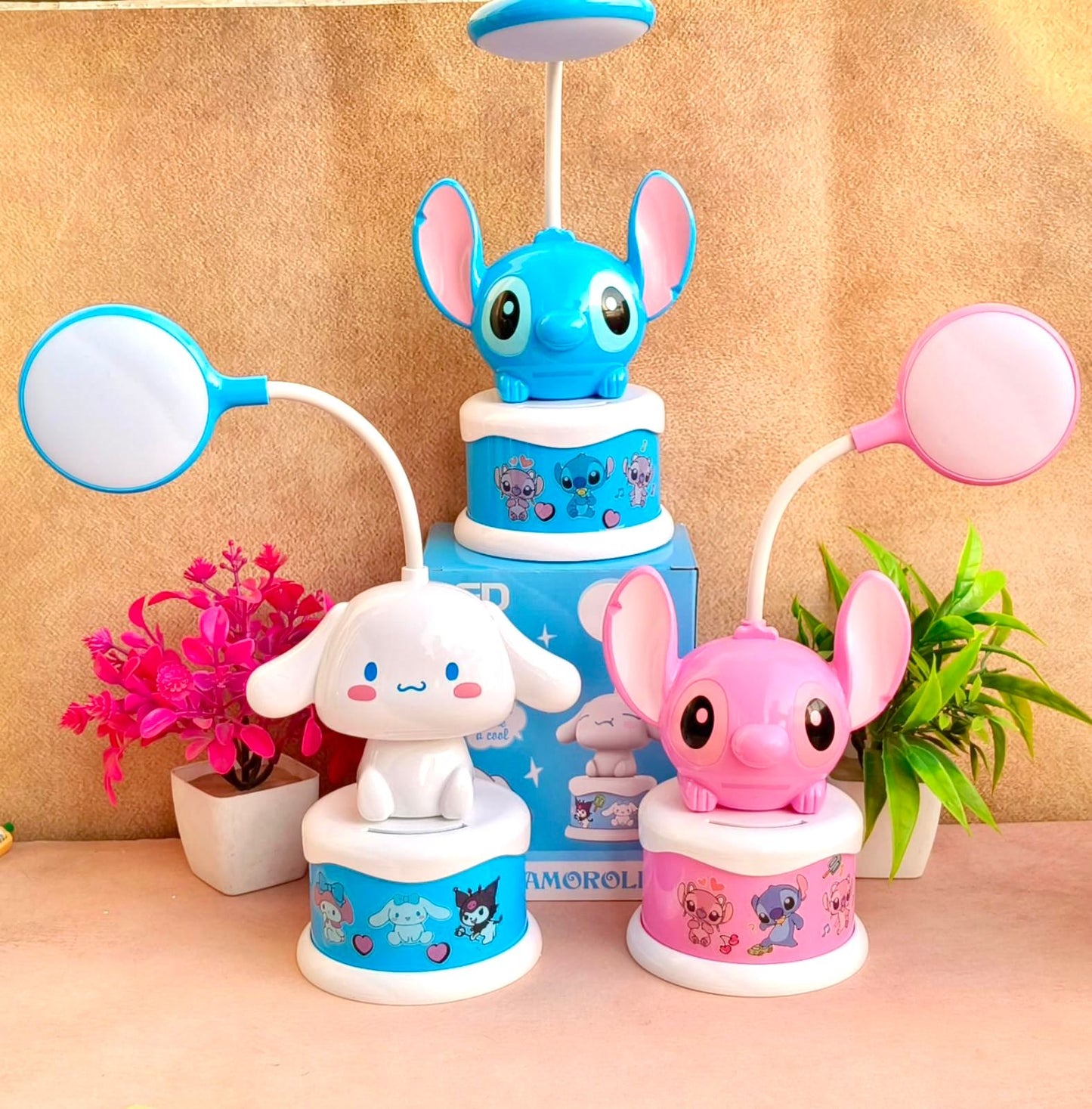 Sanrio Table Lamp With Coin Box 3 Step Brightness || Stickers || 395-1