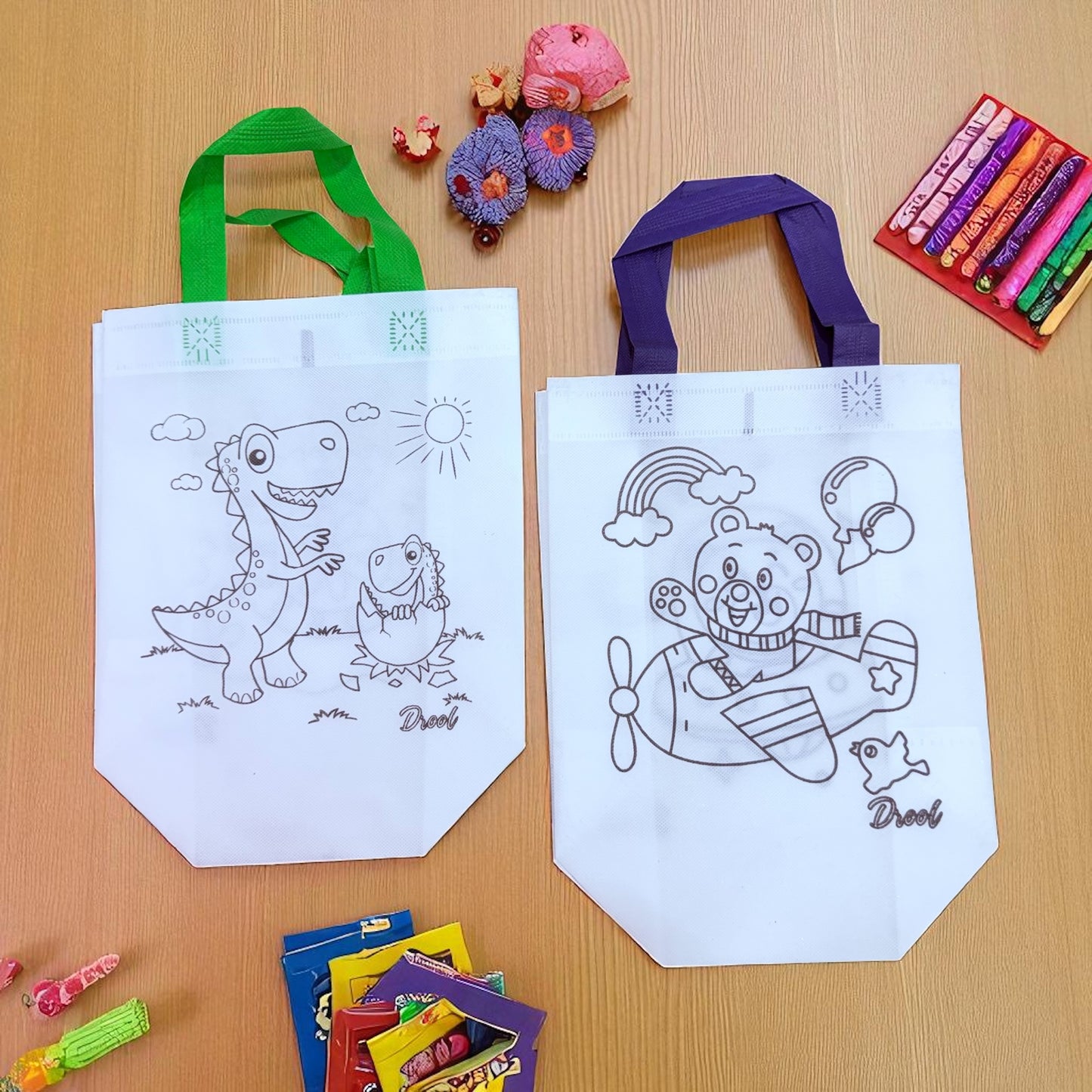 DIY Colouring Carry Bags