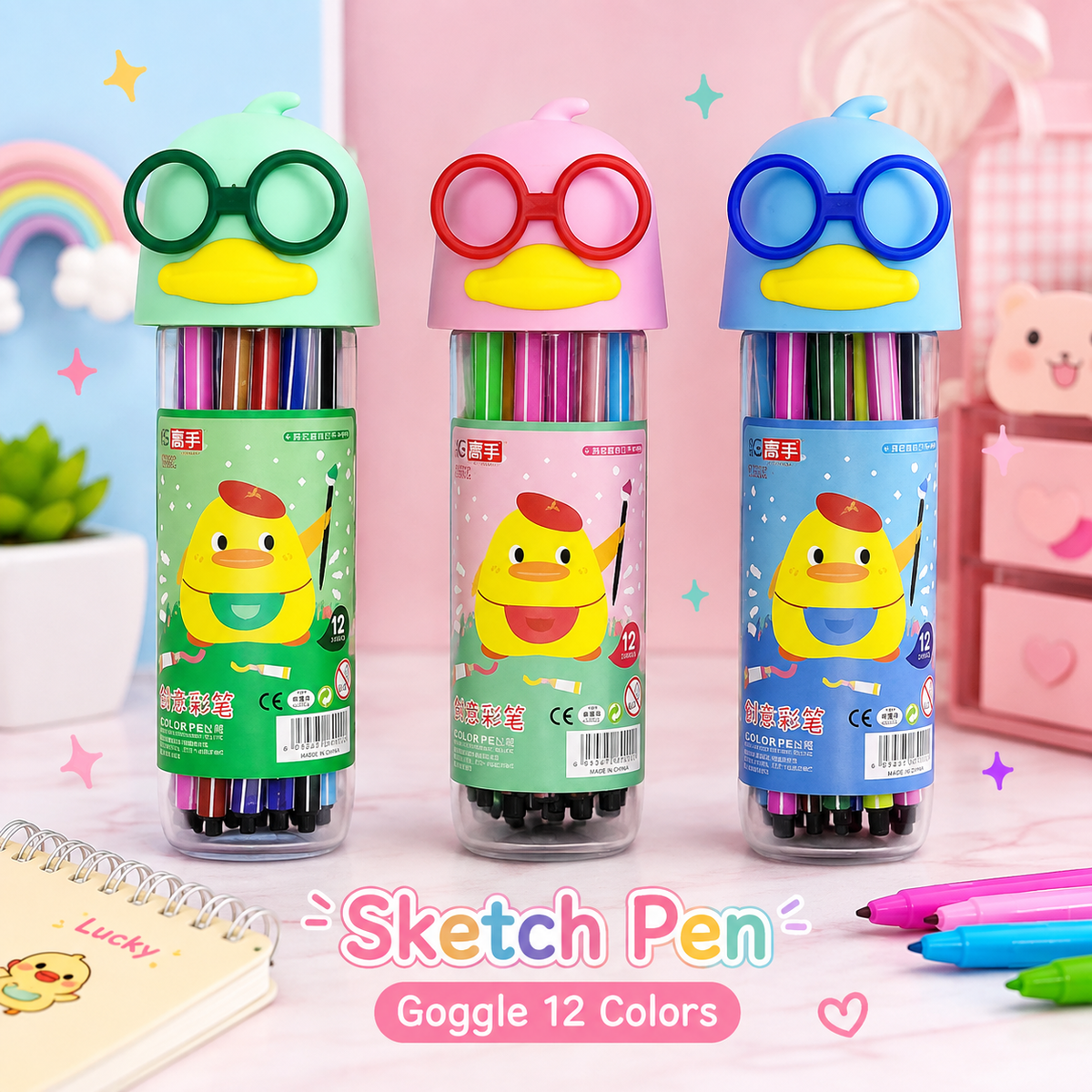 Goggle Buddy 12-Color Sketch Pen Set