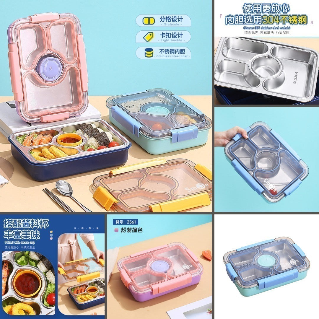 3 COMPARTMENT + CURRY BOWL BIG 1030 ML STAINLESS STEEL 304 INSULATED LUNCH BOX (2561)