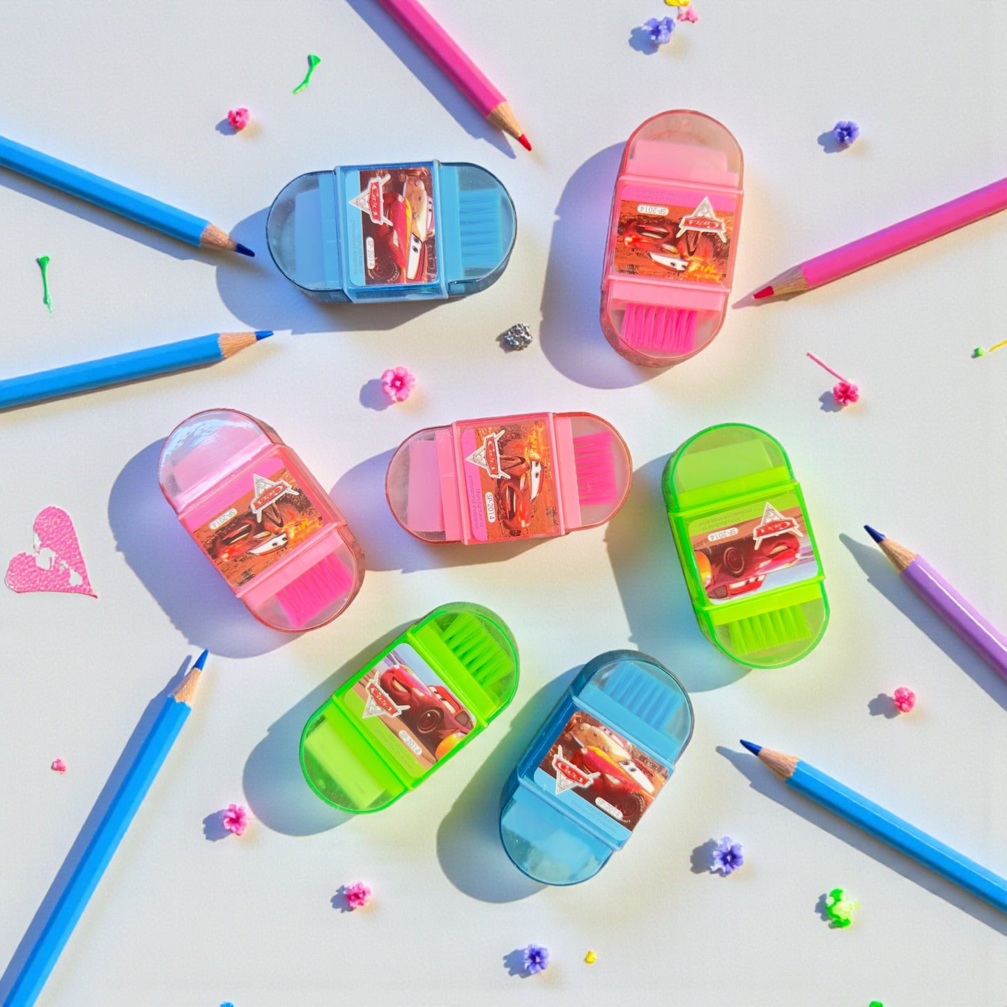 Car Theme (3 In 1 Sharpener + Eraser + Brush)