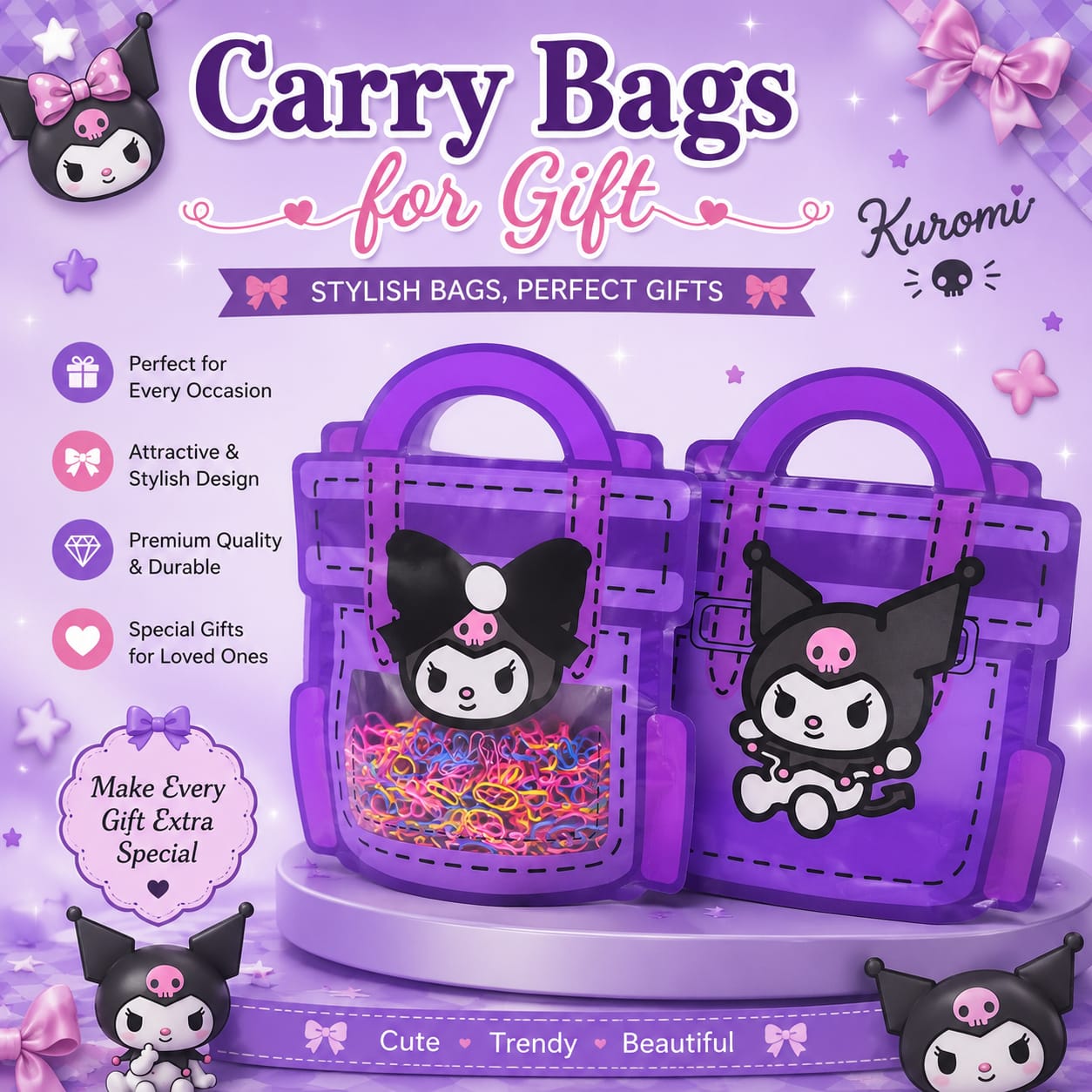 π Kuromi Candy Carry Zipper Pouch