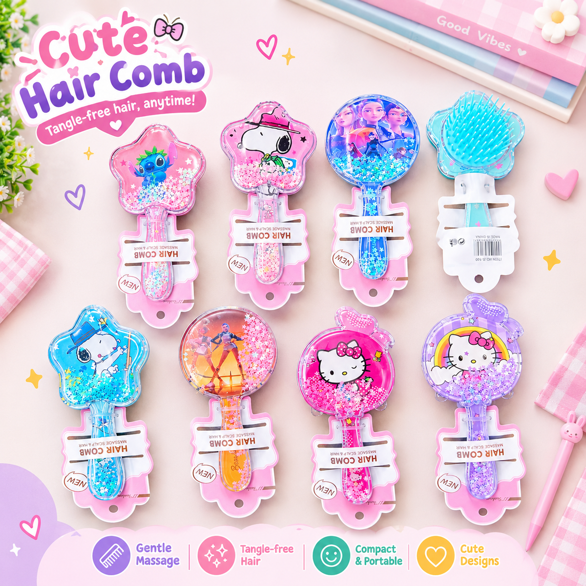 Kawaii Glitter Hair Brush
