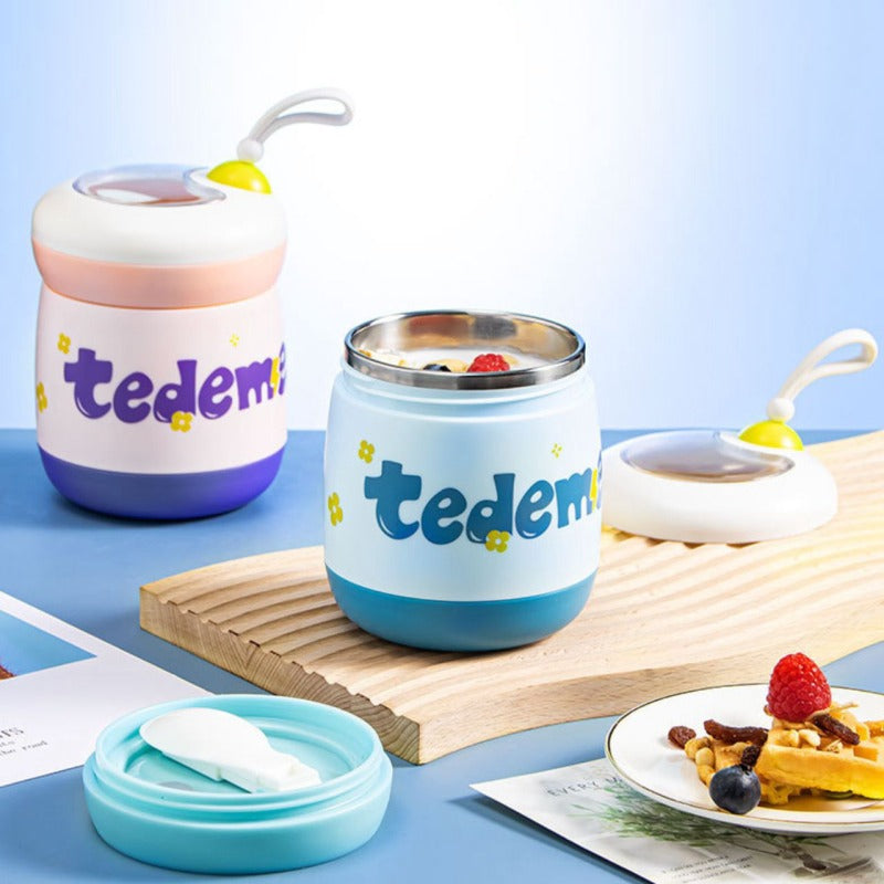 TEDEMEI (480-2) 450ML TEDEMEI S.S INSULATED BREAKFAST BOWL WITH FOLDABLE SPOON