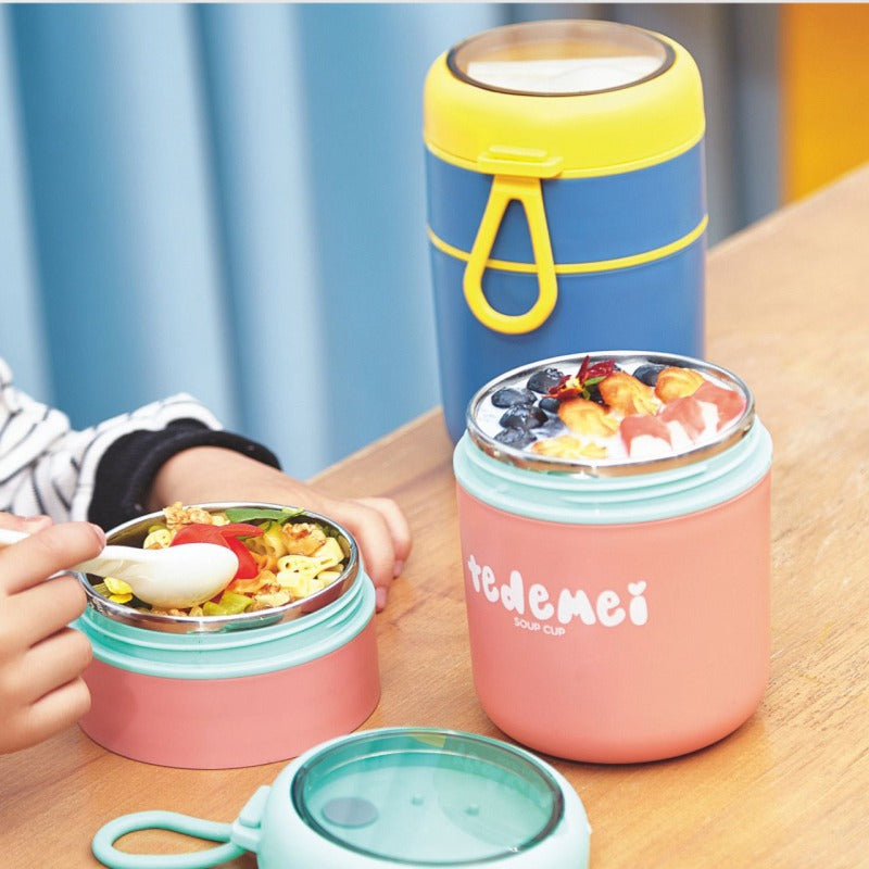 710ML TEDEMEI S.S INS DOUBLE LAYER LUNCH BOX WITH FOLDABLE SPOON (480-7)
