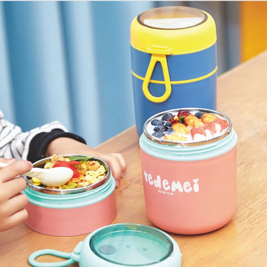 710ML TEDEMEI S.S INS DOUBLE LAYER LUNCH BOX WITH FOLDABLE SPOON (480-7)