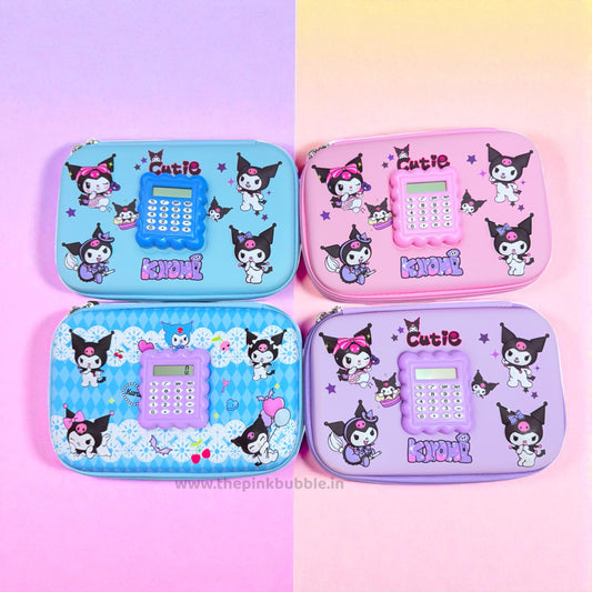 Kuromi Pencil Pouch Organiser with Calculator