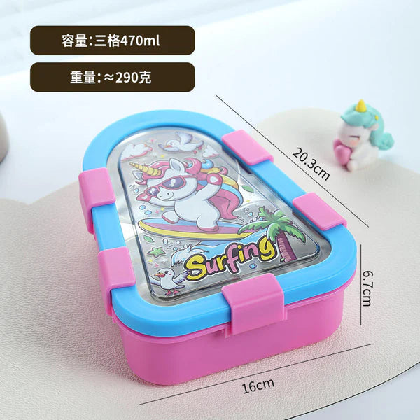 Happy Bento Triangular Tiffin Box|3 Compartment