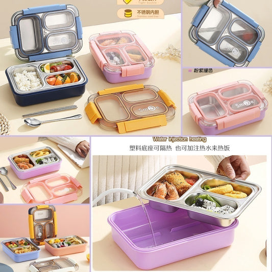 3 COMPARTMENT BIG 710 ML STAINLESS STEEL 304 INSULATED LUNCH BOX ( 2559)