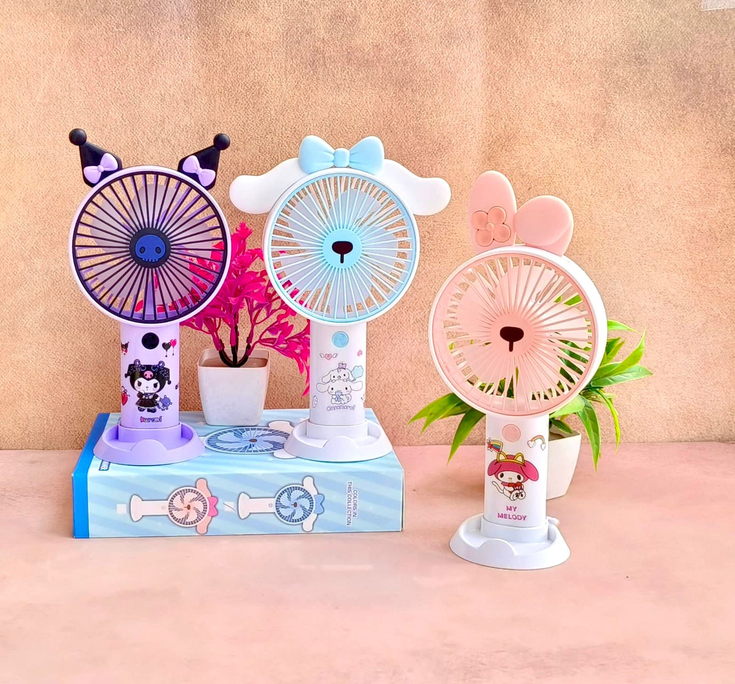BIG SIZE KAWAII USB HAND FAN WITH MOBILE STAND || STICKERS || 395-22-23-24
