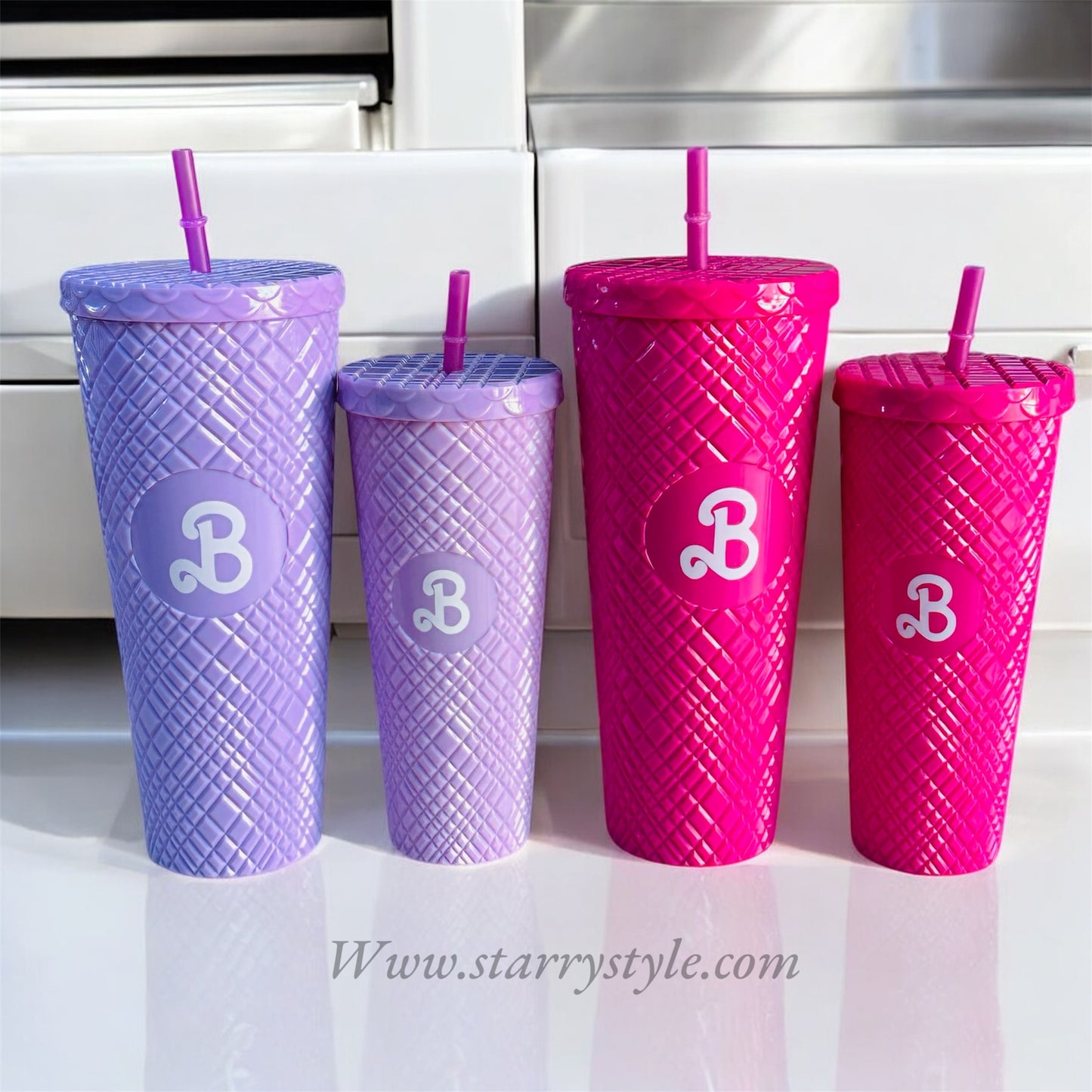 Acrylic Barbie Tumbler|| Pair || Set of 2 Tumblers || 1200 & 700 ML ||