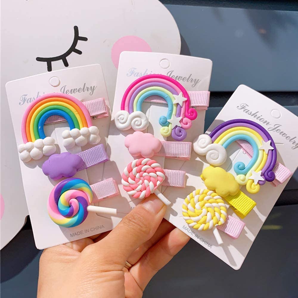 Rainbow Candy Hair Clips Set