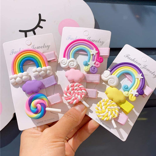 Rainbow Candy Hair Clips Set