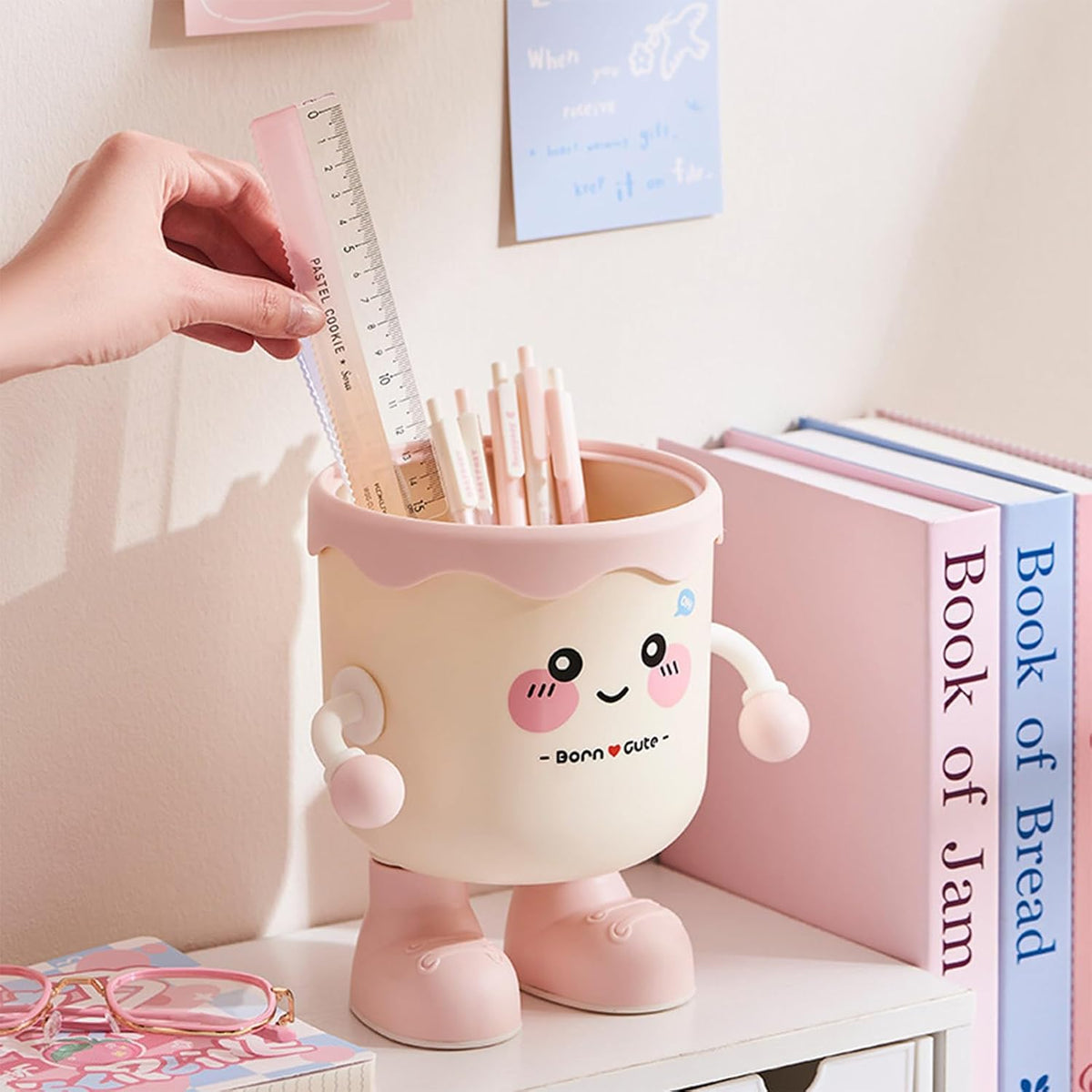 Kawaii Character Desktop Dustbin & Pen Stand