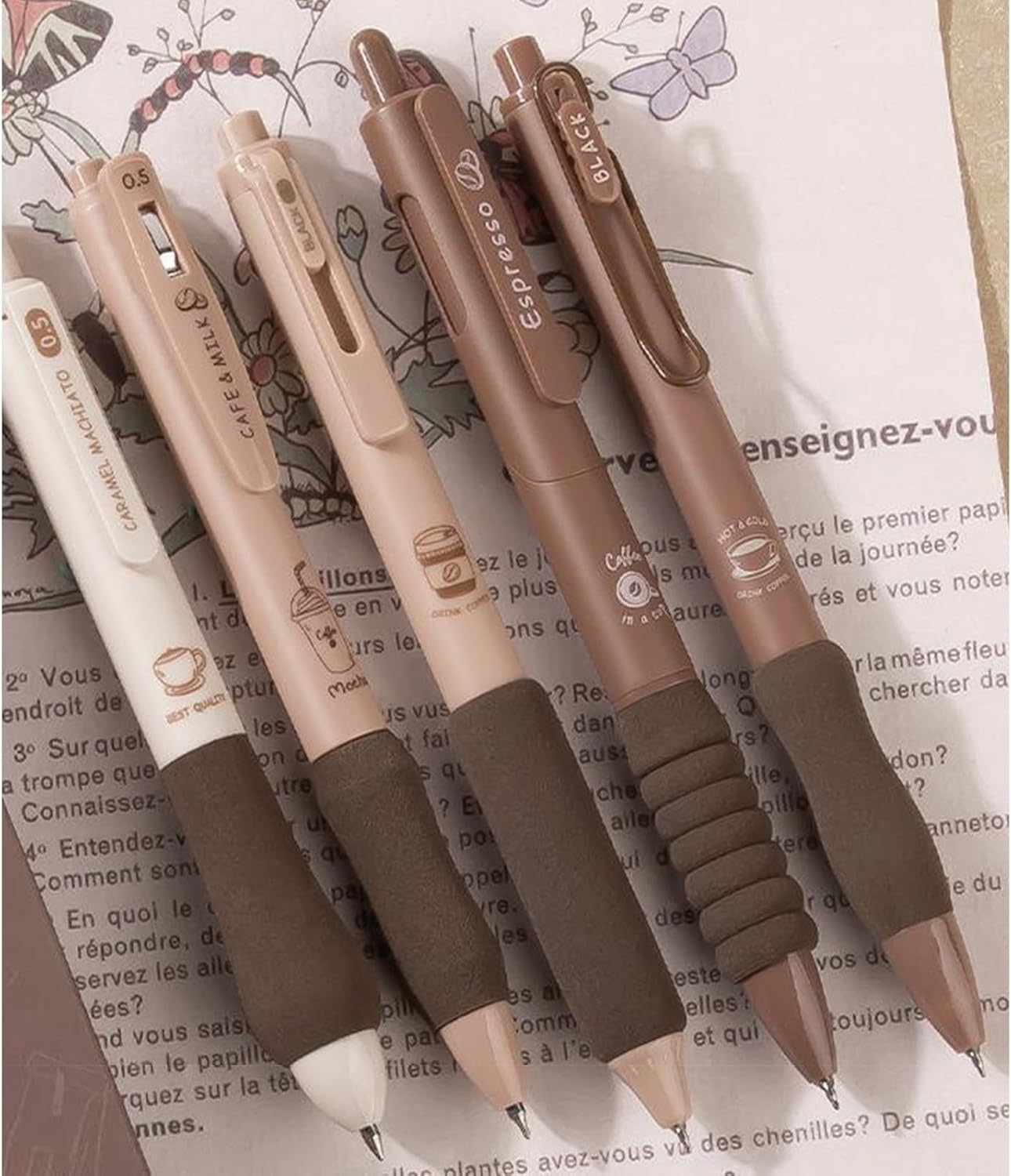 Coffee Gel Pen (Set Of 5 Pens)