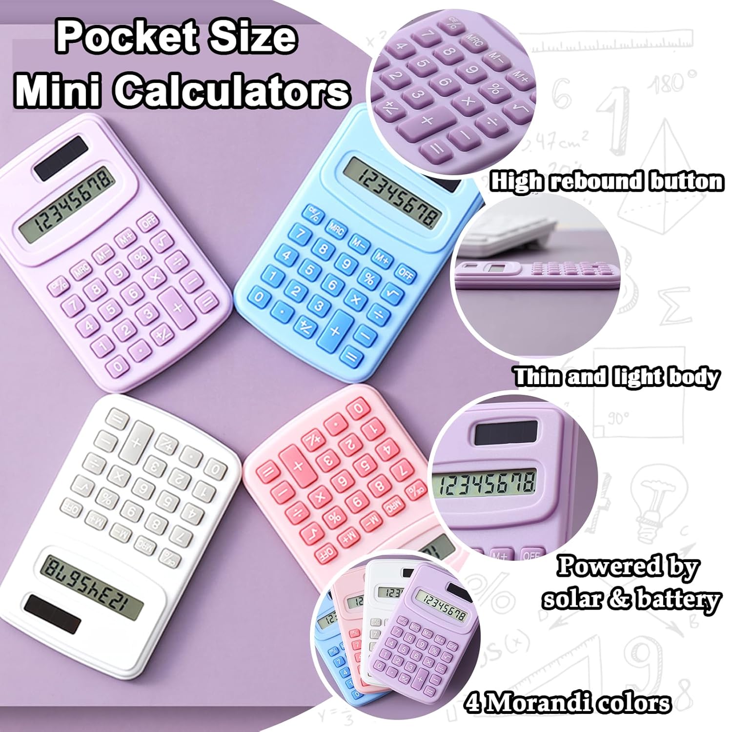 Mini Solar Pocket Calculator Pink Bubble mini-solar-pocket-calculator-pink-bubble