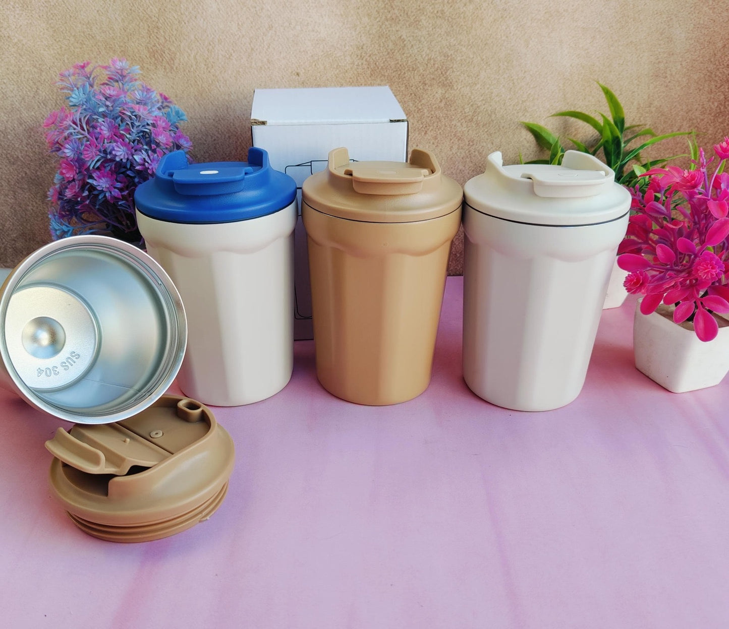 350 ML DIAMOND CUT INSULATED COFFEE MUG || 383-1