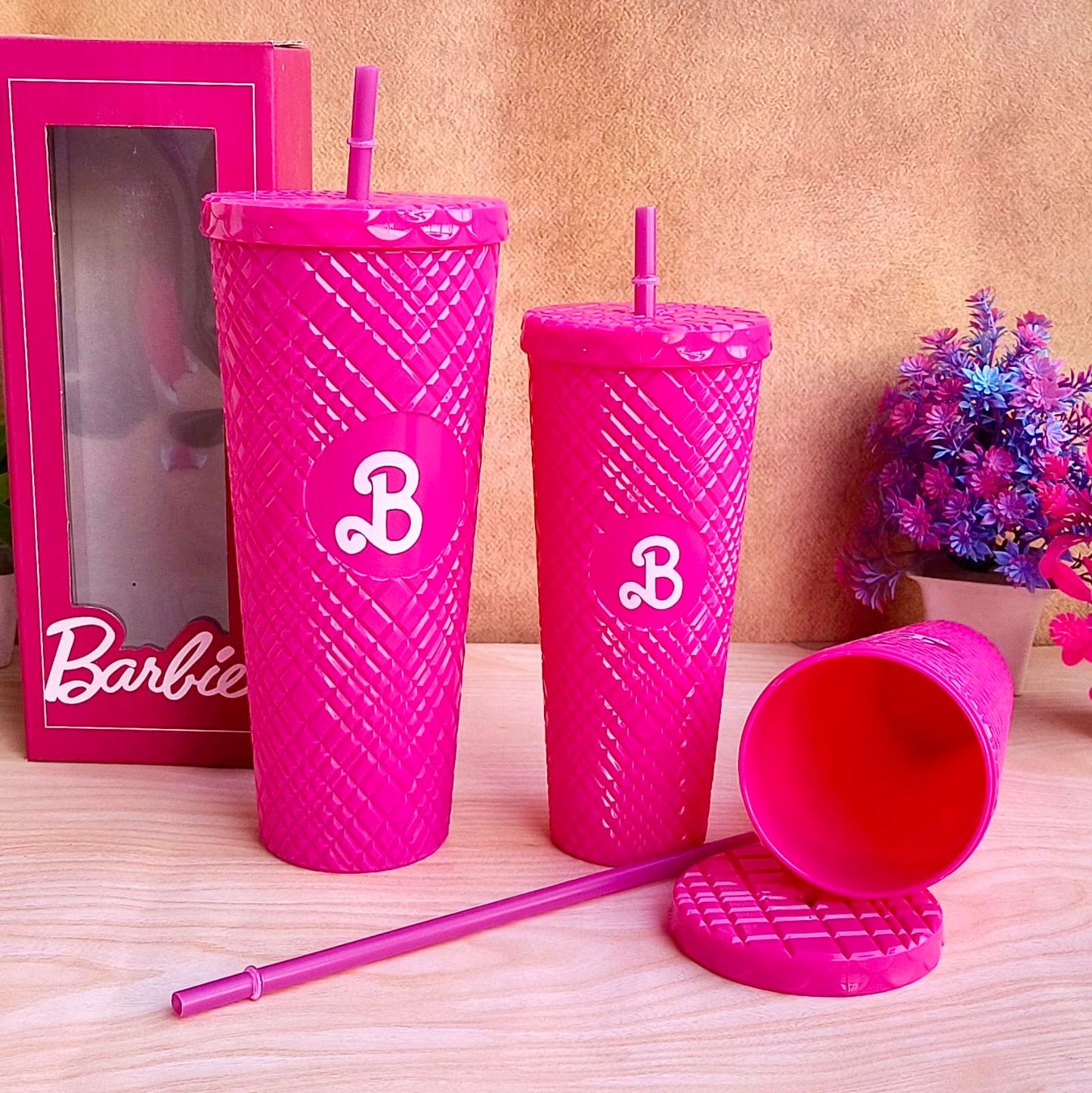 Acrylic Barbie Tumbler|| Pair || Set of 2 Tumblers || 1200 & 700 ML ||