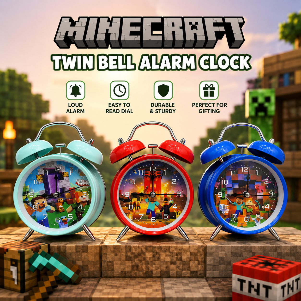 ⛏️ Minecraft Twin Bell Alarm Clock