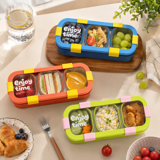Happy Bites 3-Compartment Stainless Steel Lunch Box