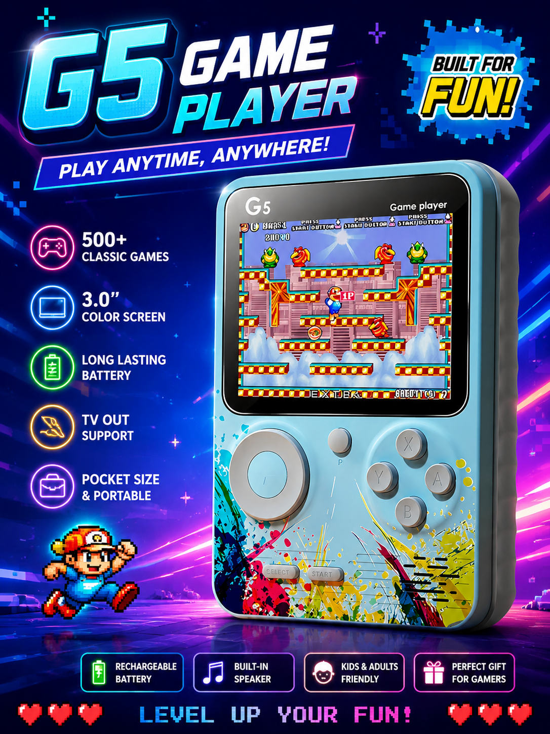 RetroBlast Mini Game Console