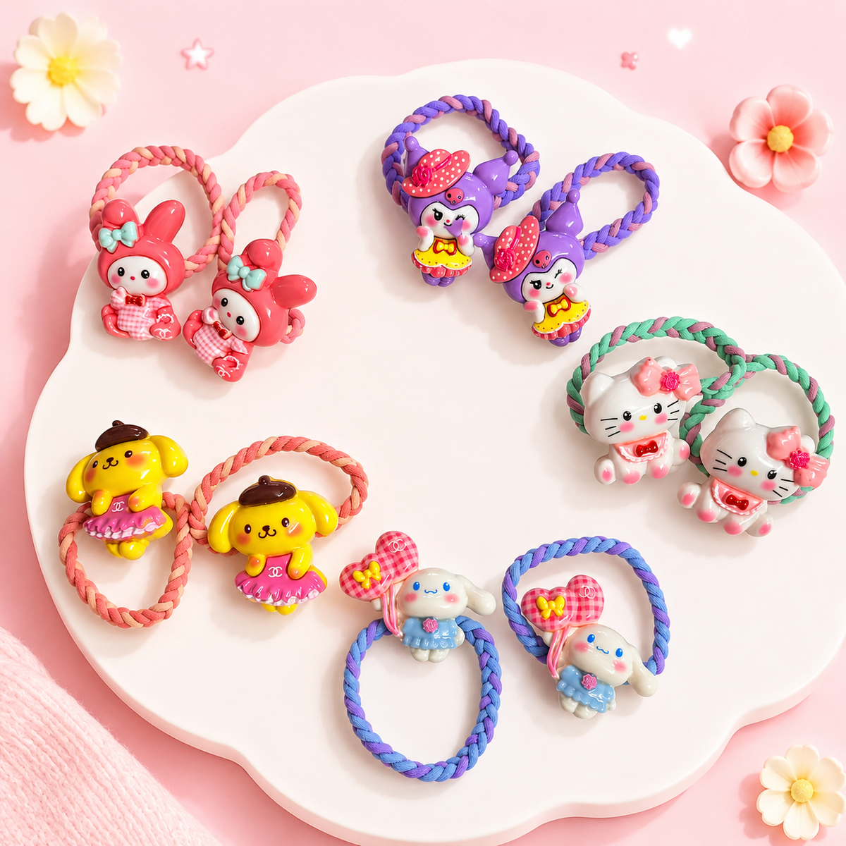 Sanrio Charms Rubber Bands Pair