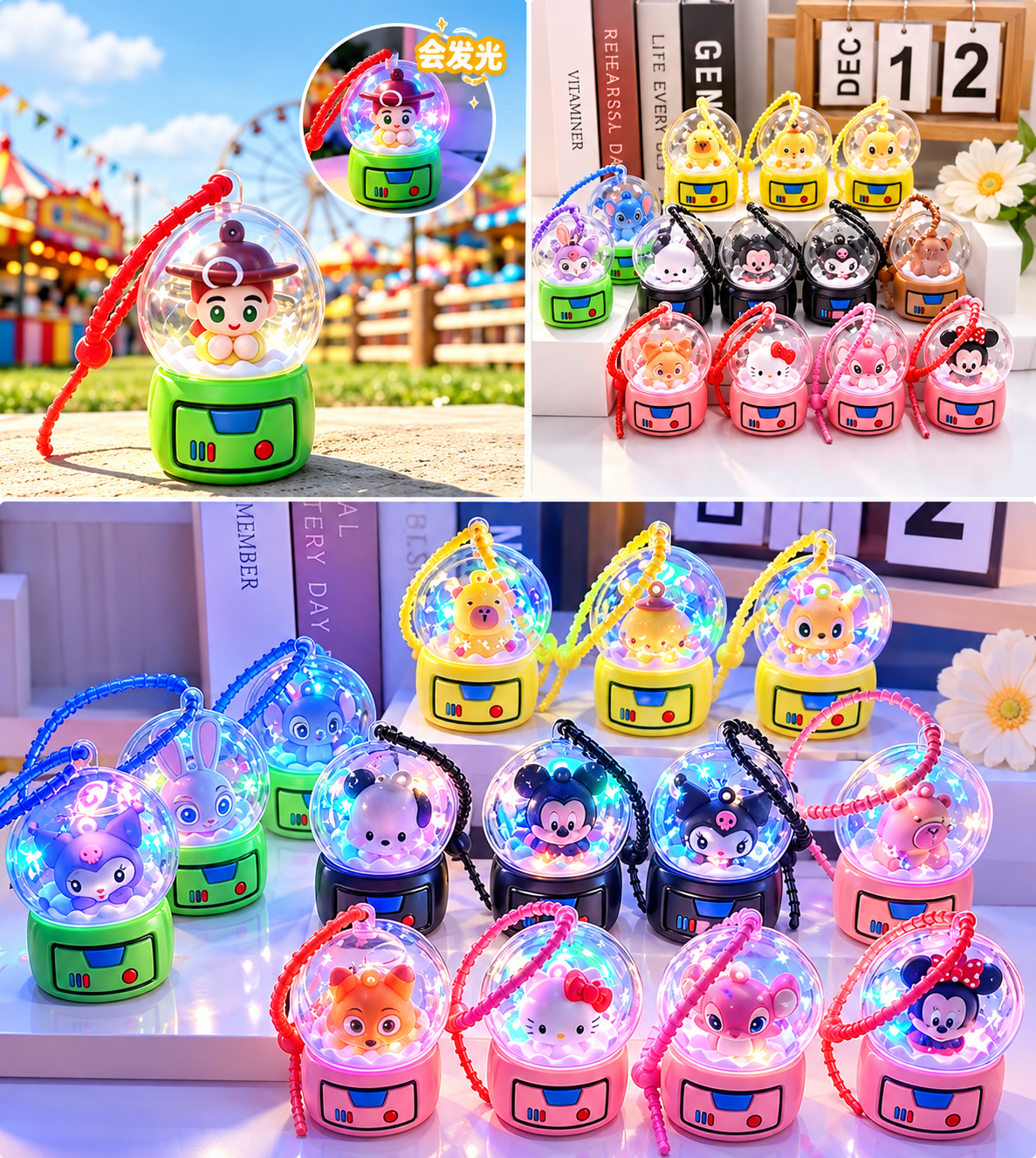 Mystery Kawaii Character LED Light Glow Keychain Charm