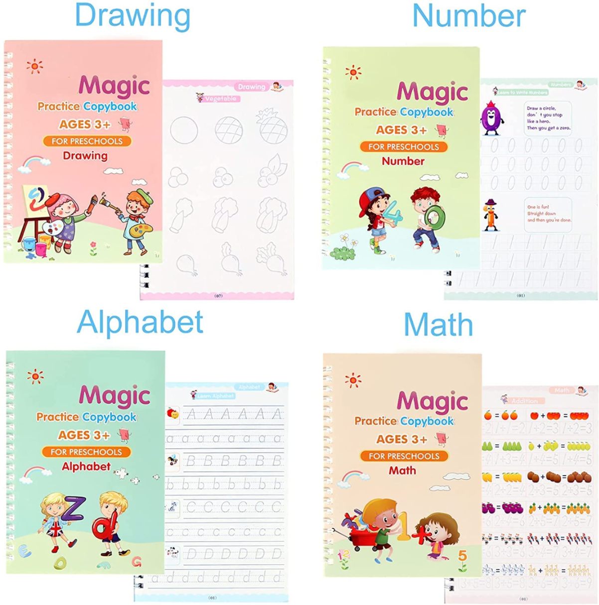 Sank Practice Book | Reusable| Magic Book for Studies & Practice| Set of 4|