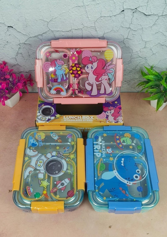 ( 7559 )3 COMPARTMENT BIG 710 ML STAINLESS STEEL LUNCH BOX