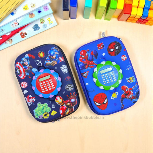 Spiderman Pencil Pouch Organiser with Calculator