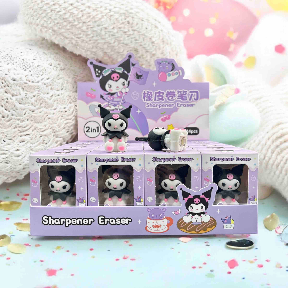 Stitch & Kuromi 3D Eraser with Sharpener