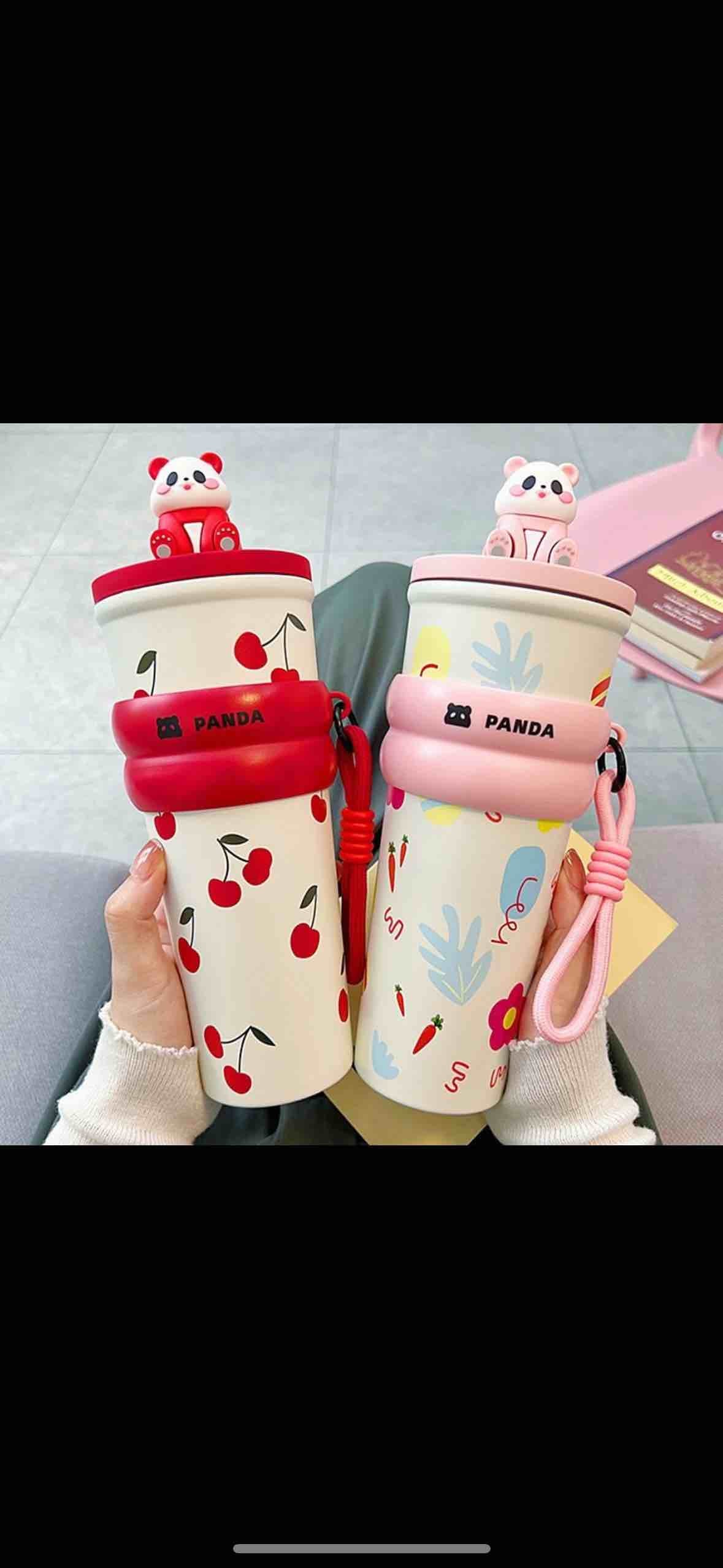 Panda Sipper Bottle with Strap –Insulated Tumbler