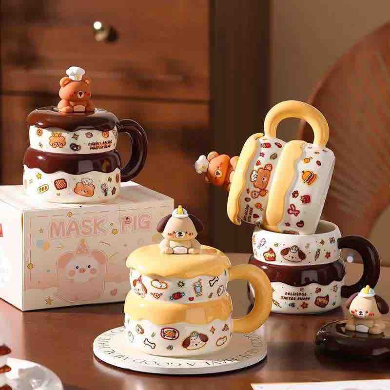 Aesthetic Bear Layered Ceramic Mug Set