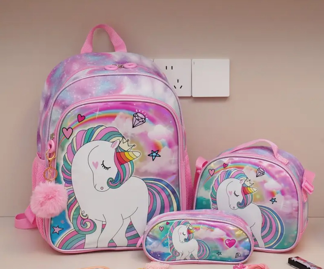Rainbow Unicorn School Bag Set (Set of 3)