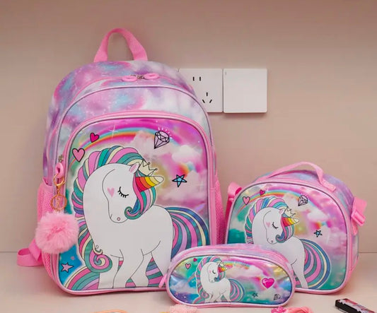 Rainbow Unicorn School Bag Set (Set of 3)