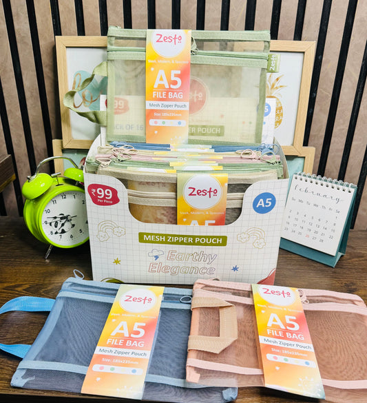 A5 Mesh Zipper Pouches