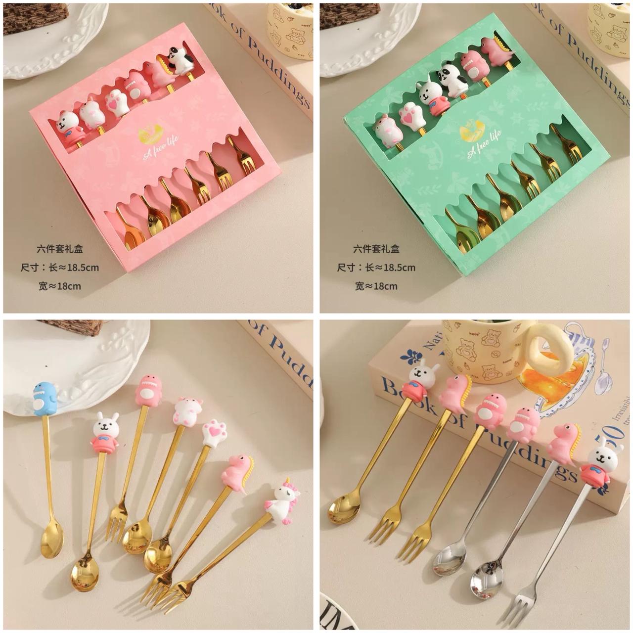 Kawaii Cartoon Spoon & Fork Set