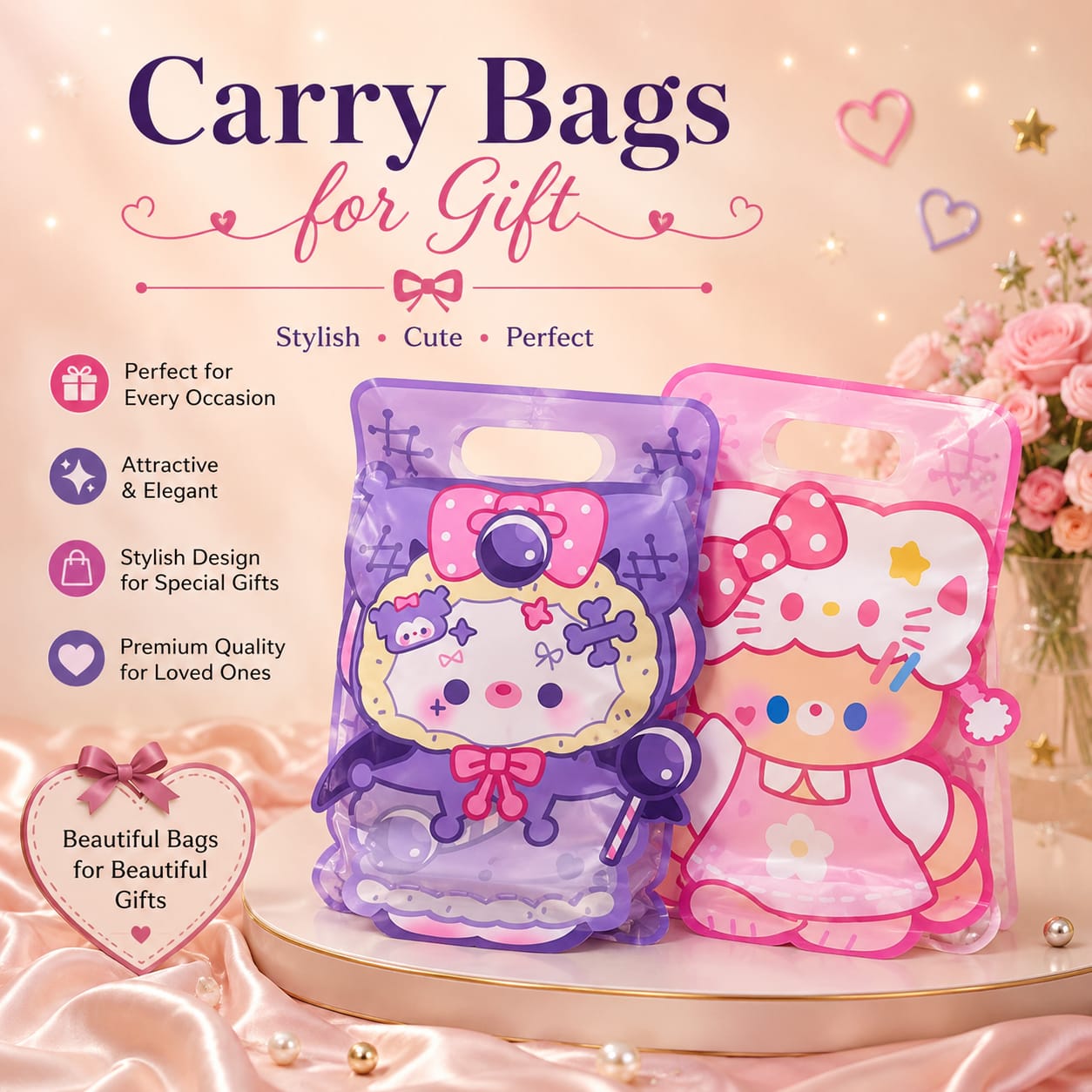 🎀 Kawaii Character Candy Zipper Pouch