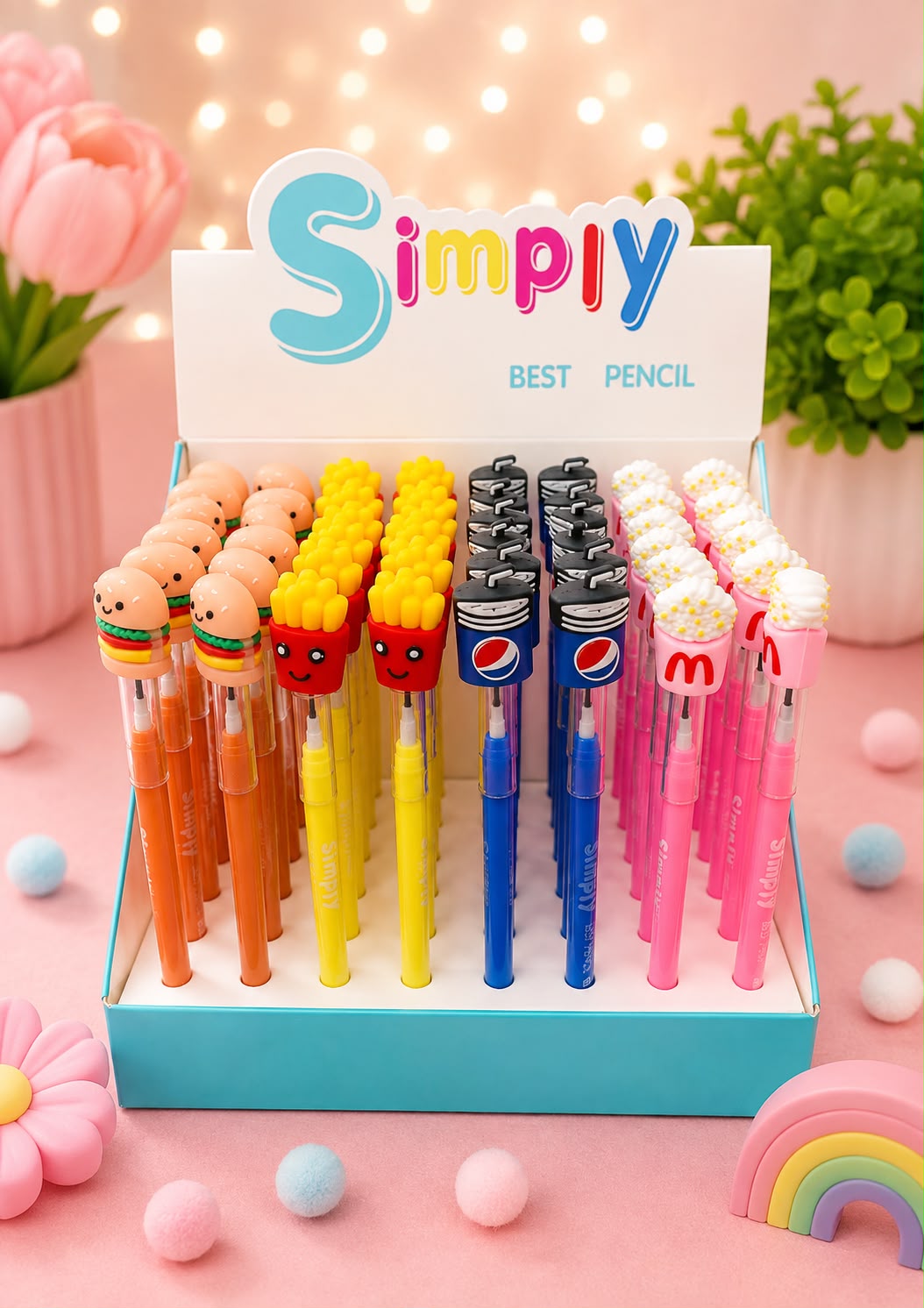 Fast Food 3D Topper HB Pencils 🍔🍟🥤🍦✏️