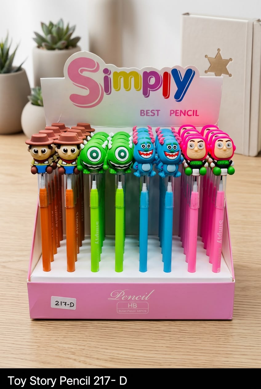 Toy Story & Cartoon Character 3D Topper HB Pencils ✏️🌈