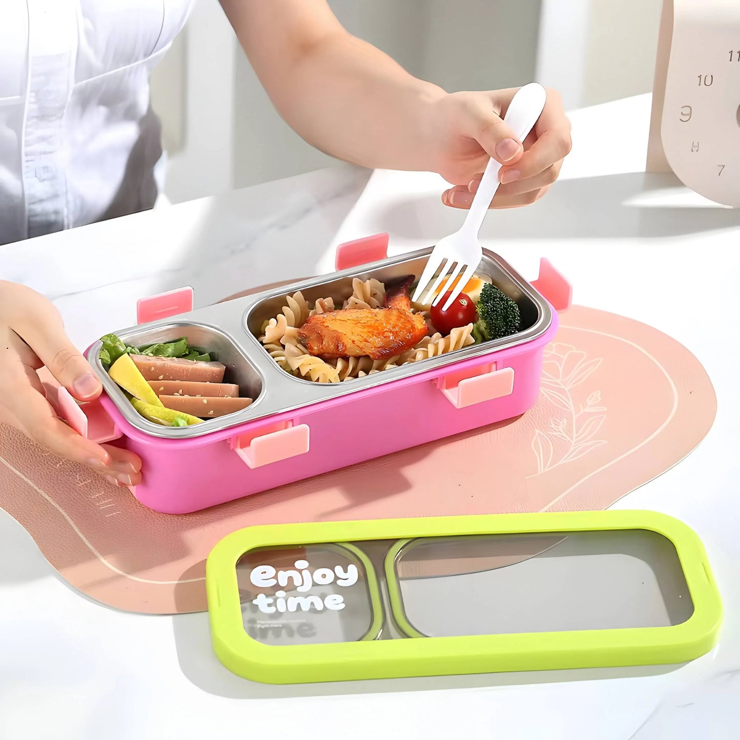Twin Compartment Rectangular Insulated Bento Lunch Box 🥗
