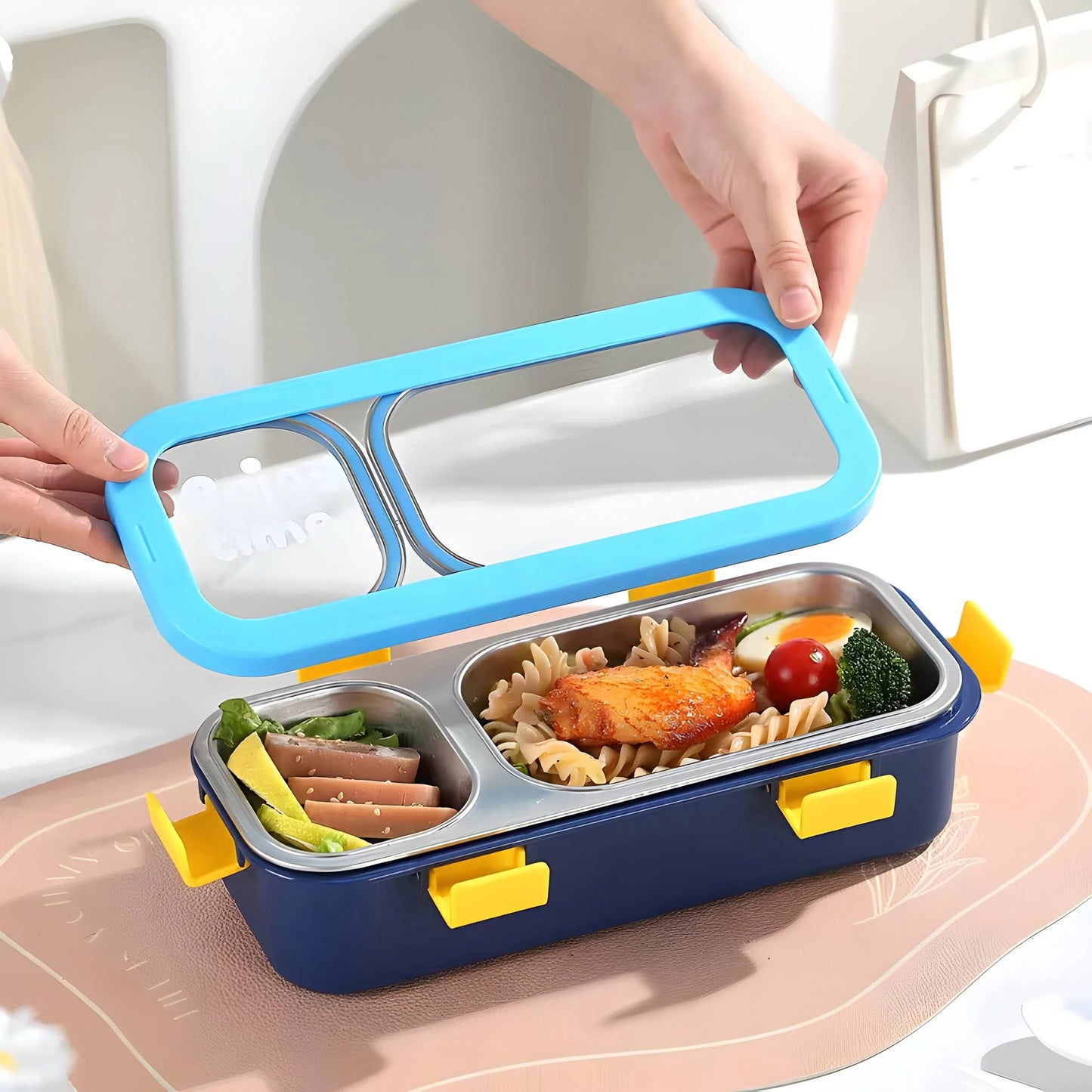 Twin Compartment Rectangular Insulated Bento Lunch Box 🥗