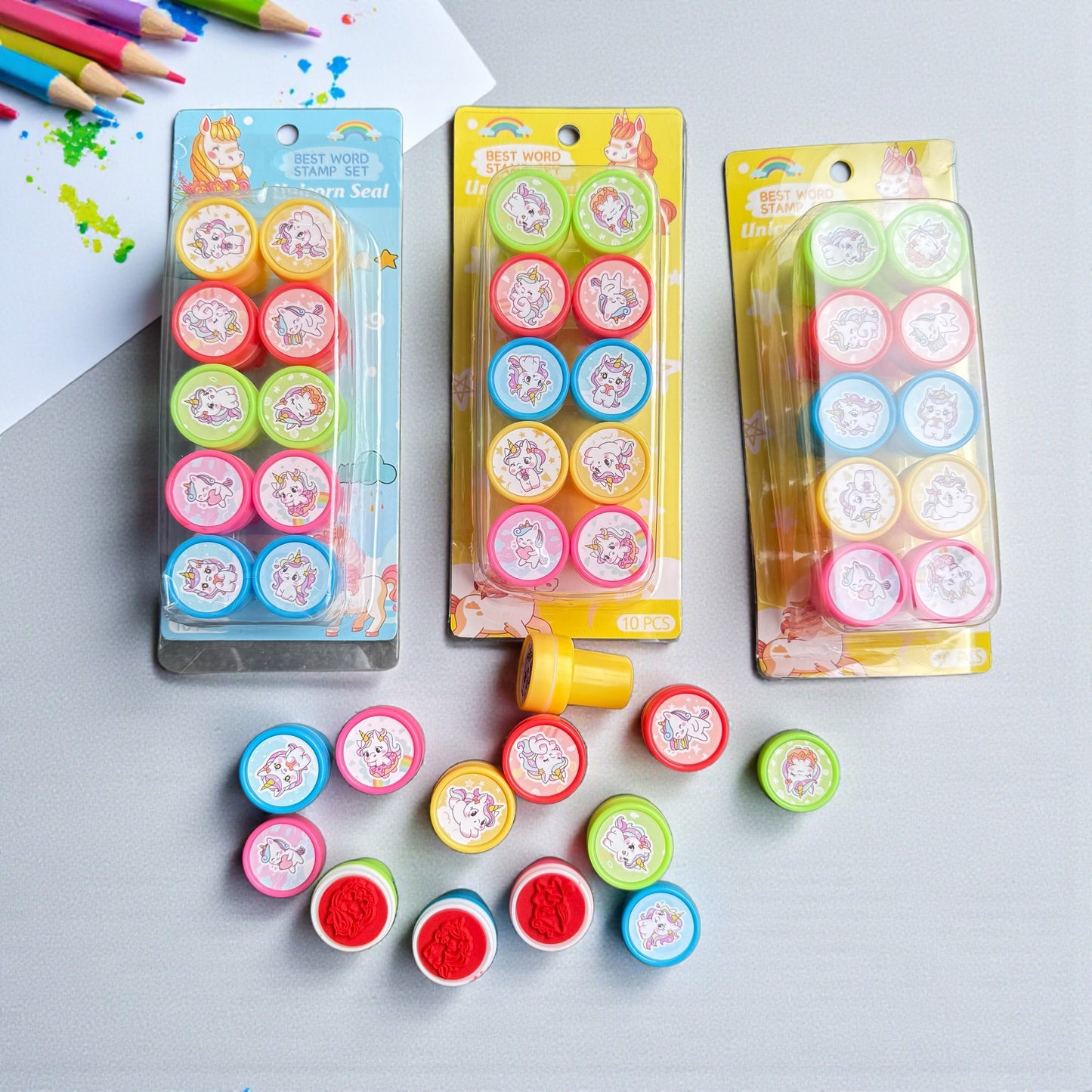 Happy Round , Space & Unircorn Stamp Set – (Pack of 10)