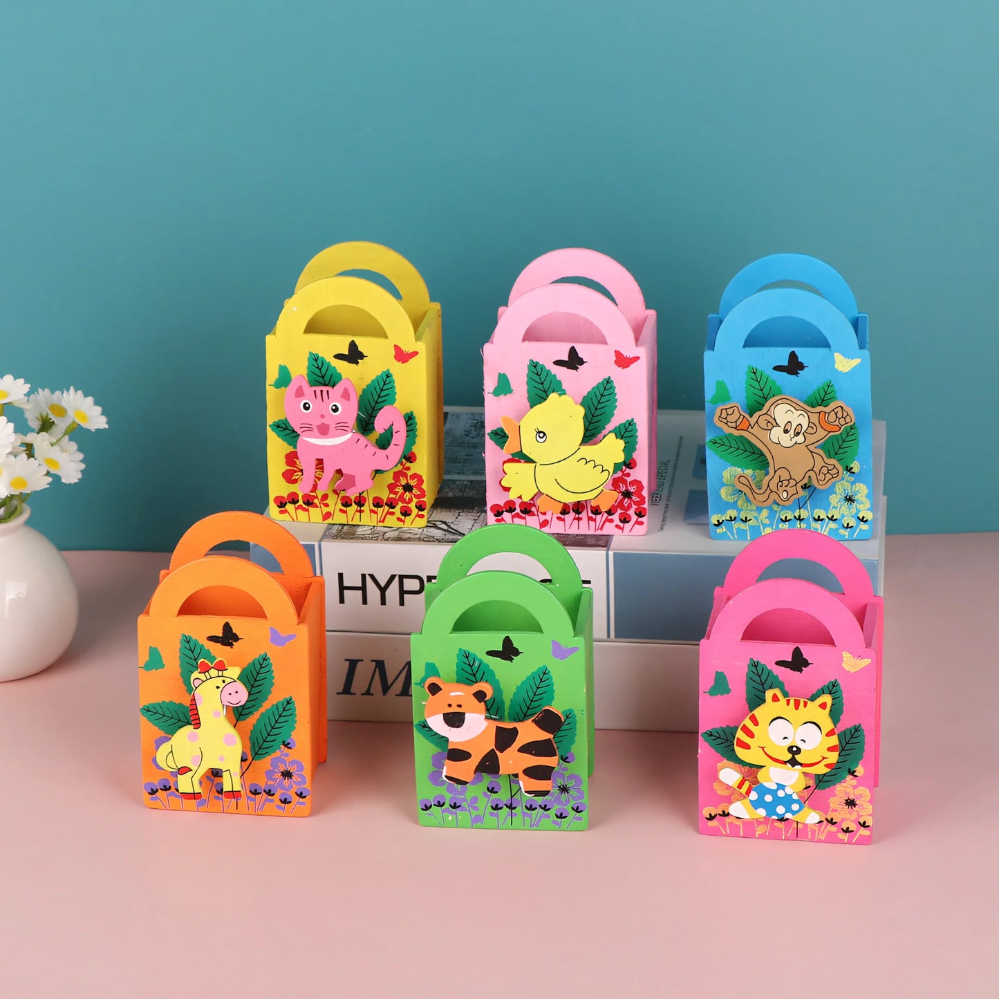 WOODEN HANDLE ANIMAL PEN STAND