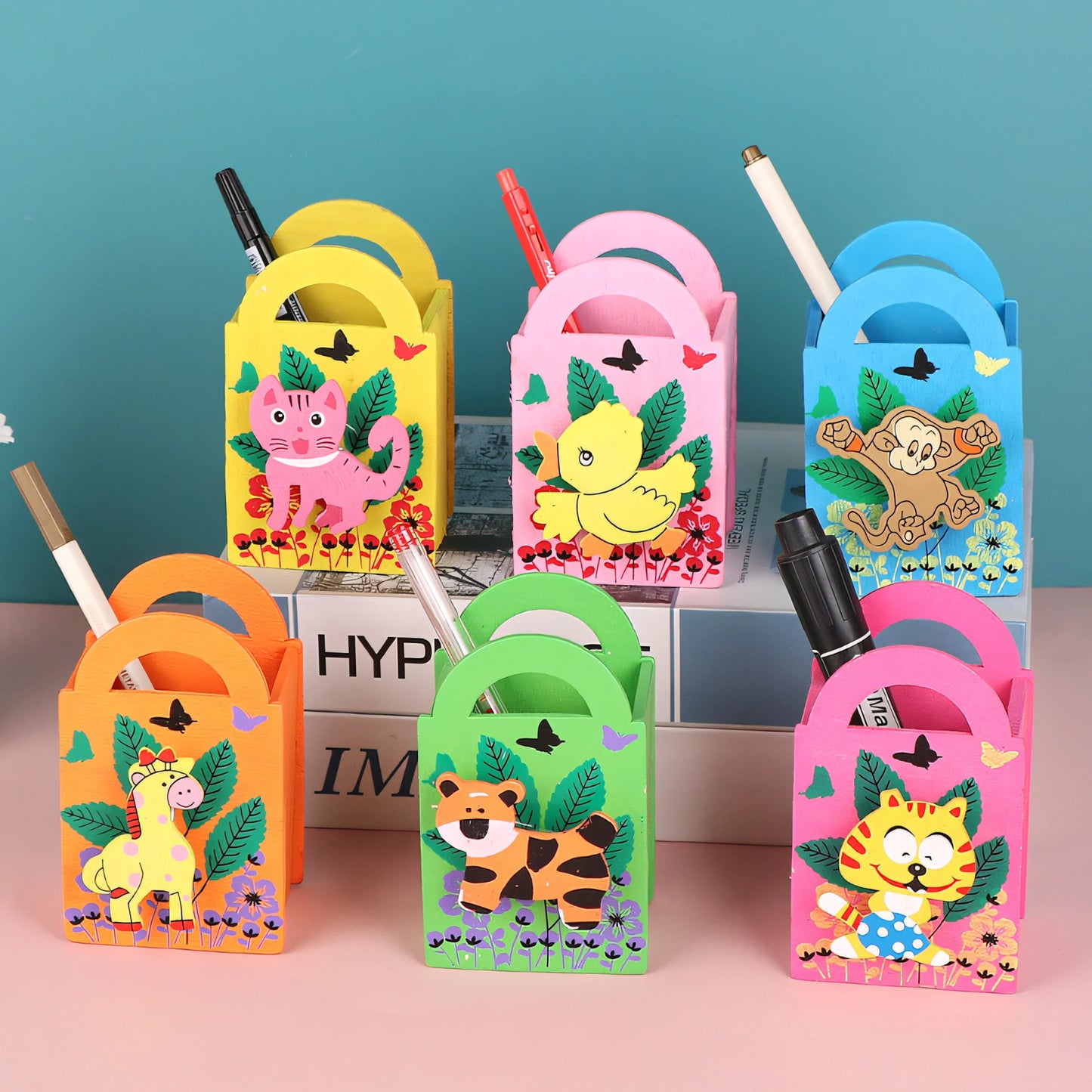 WOODEN HANDLE ANIMAL PEN STAND