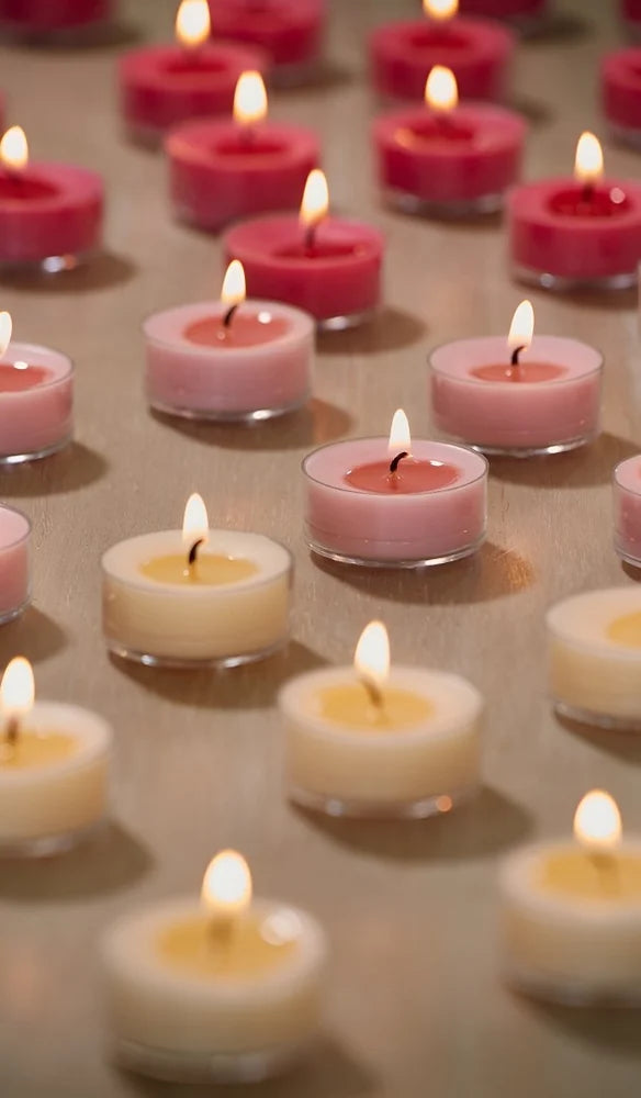 Glass T-Light Candles| Mixed Color| Scented (10 Pcs in Box)