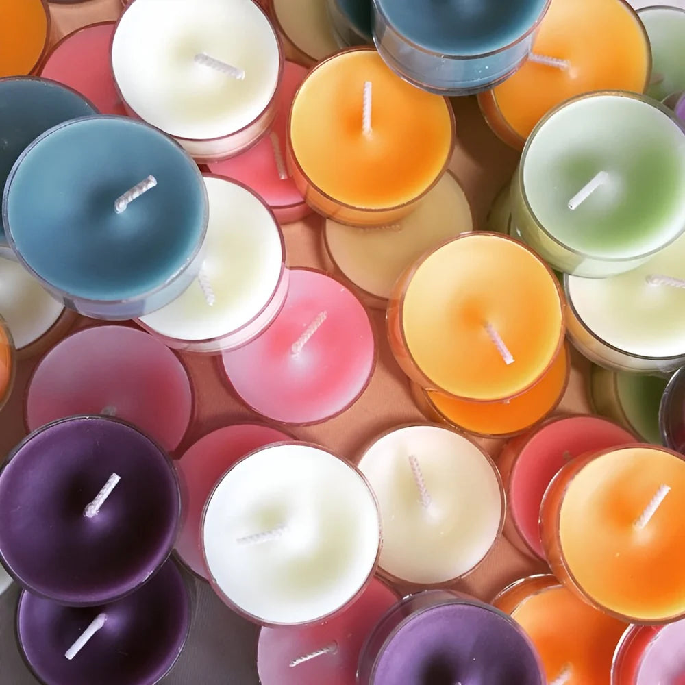 Glass T-Light Candles| Mixed Color| Scented (10 Pcs in Box)