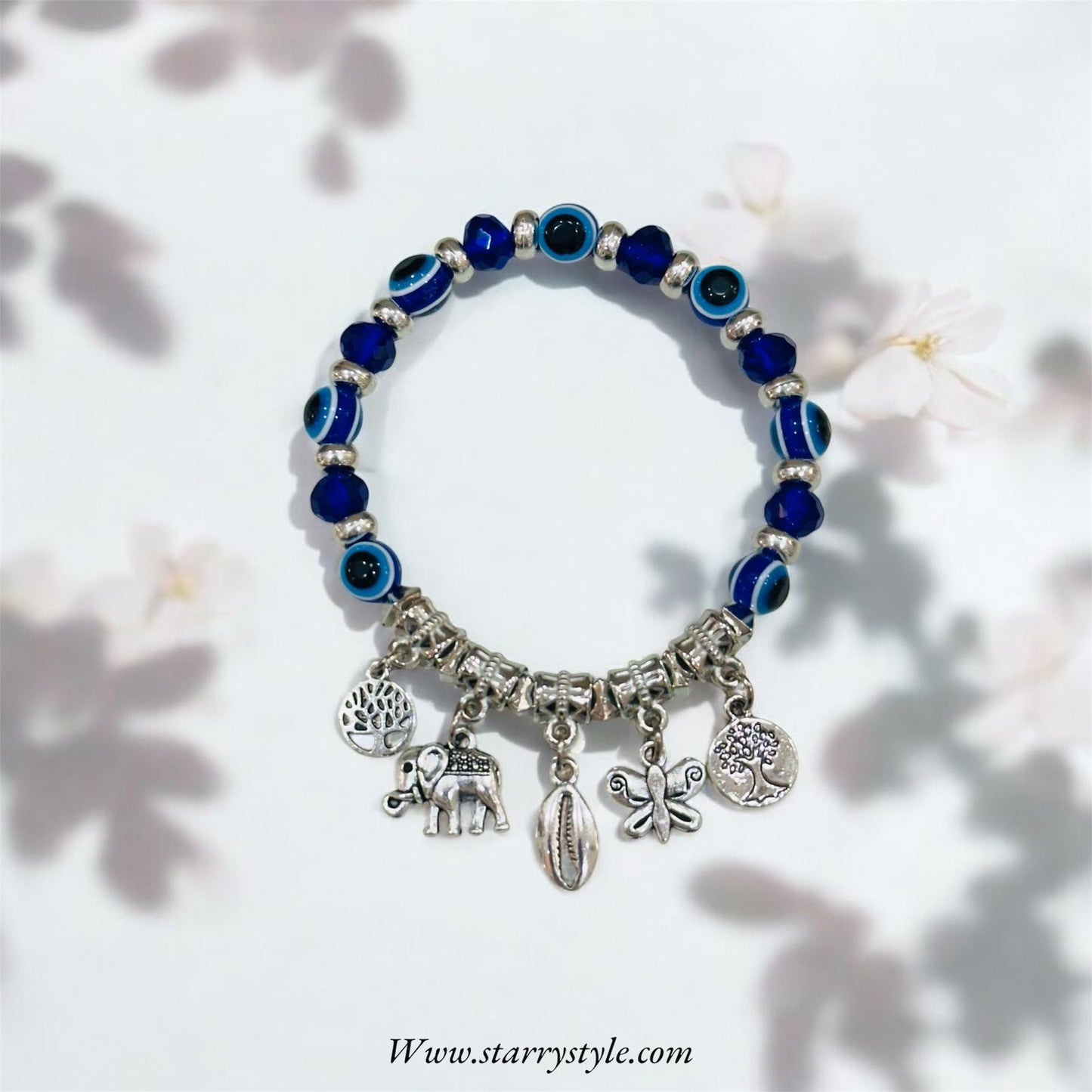 Evil eye bracelet with charms