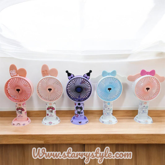 BIG SIZE KAWAII USB HAND FAN WITH MOBILE STAND || STICKERS || 395-22-23-24