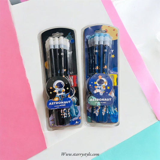 Space pencil set with eraser